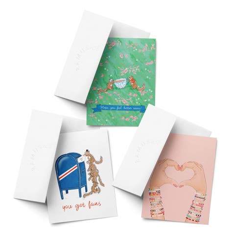 Sympathy Greeting Card Pack Sets (3 ct, Assorted) Feel Better Chipmunks Tea, You Got Fans, Friendship Bracelets