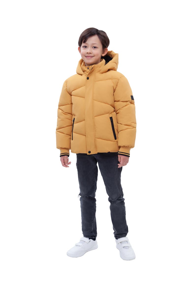 Kids' Cozy Grid Puffer Jacket, Alternate, color, Amber yellow