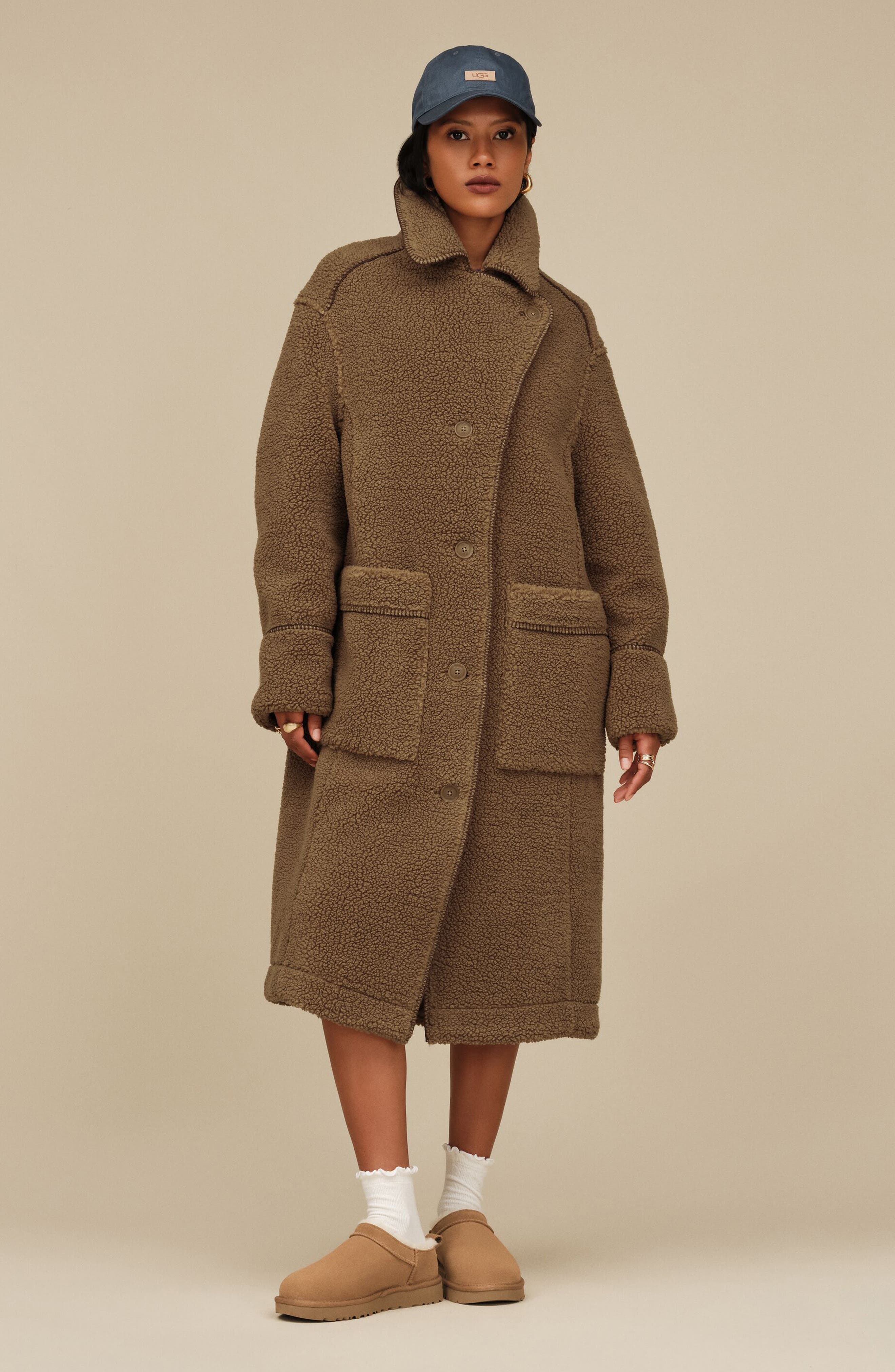 Classic Micro Genuine Shearling Lined Slip-On, Alternate, color, CHESTNUT