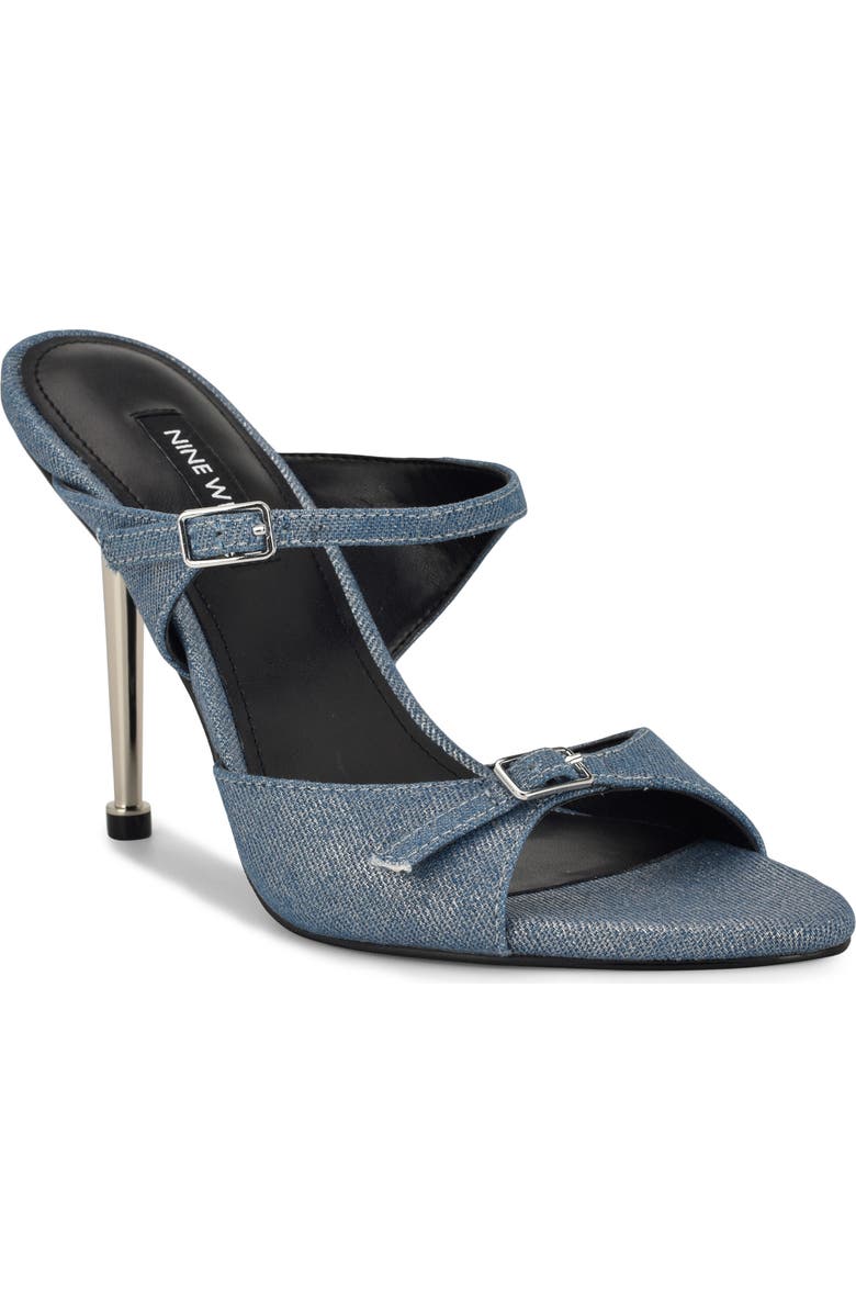 Nine West Reida Stiletto Sandal, Main, color, Silver Denim