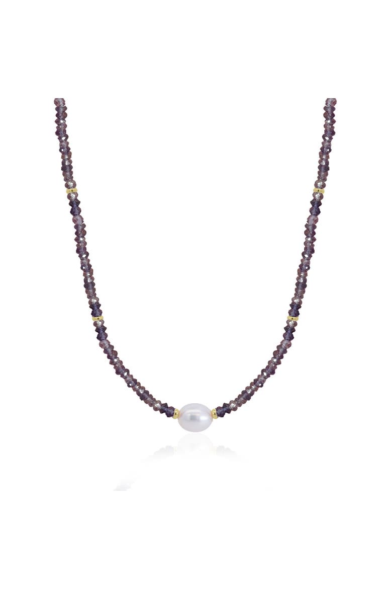 Iolite Bead Pearl Necklace, Main, color, Dark Blue