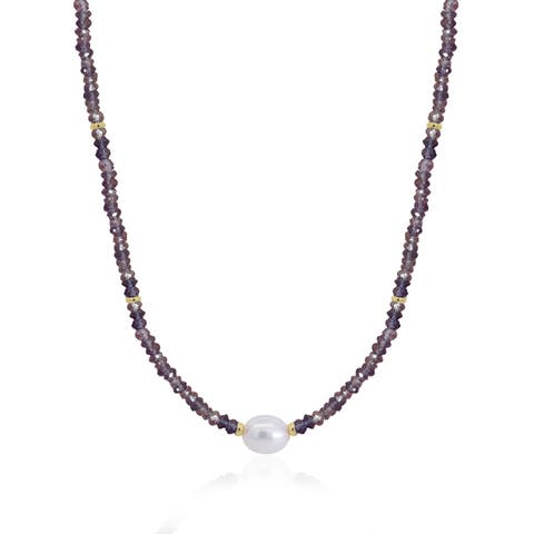 Iolite Bead Pearl Necklace