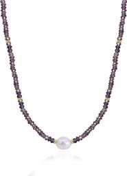 The Lovery Fine Jewelry Iolite Bead Pearl Necklace