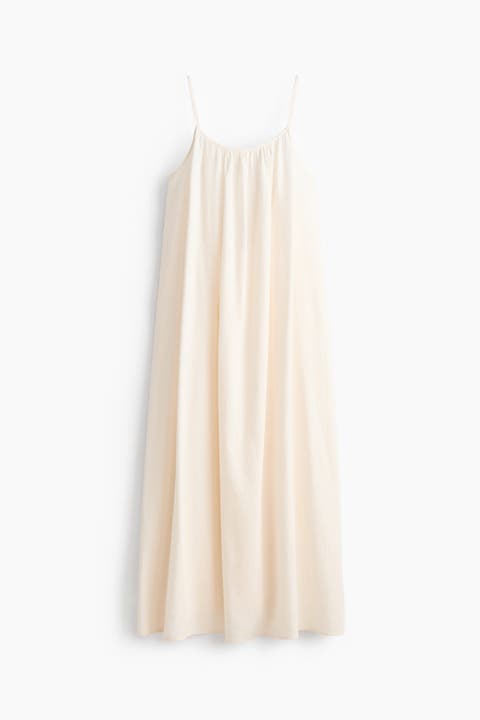 Linen-blend Throw-on Dress