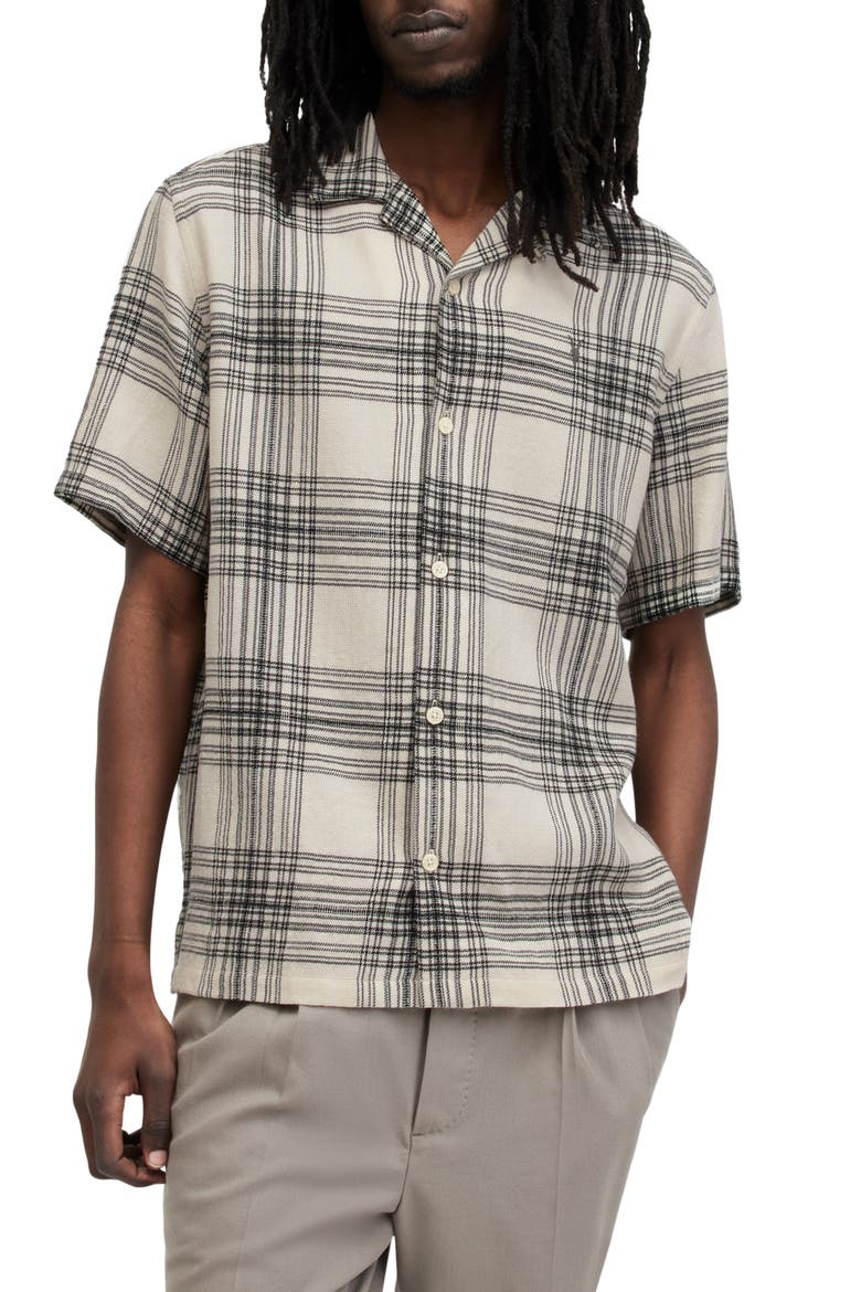 Padres Plaid Camp Shirt, Main, color, JET BLACK