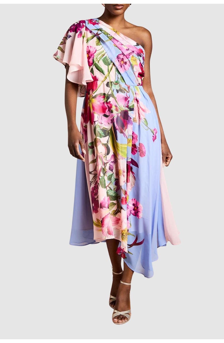 Coast Floral Printed Chiffon Dress, Alternate, color, Light Blue