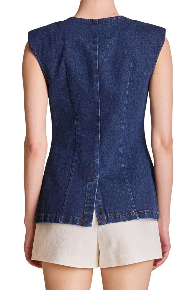 Button Cutaway Denim Vest, Alternate, color, DENIM
