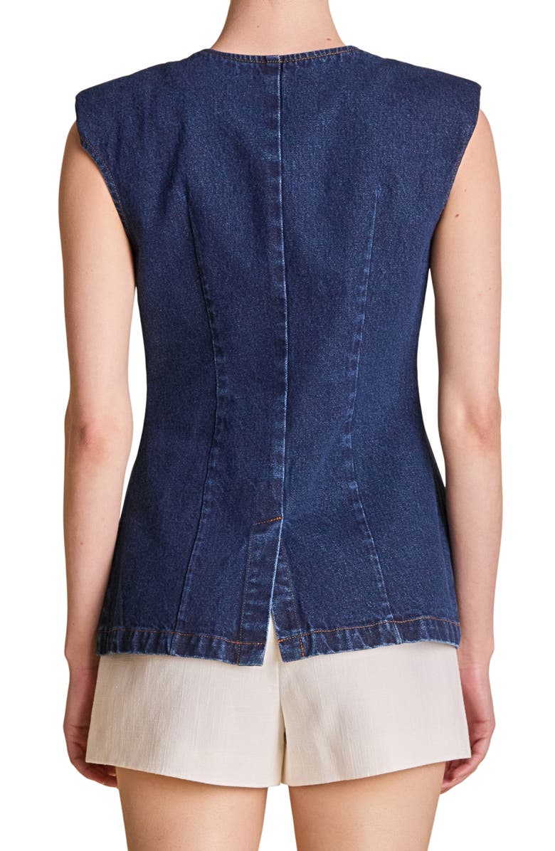 Endless Rose Button Cutaway Denim Vest, Alternate, color, Denim