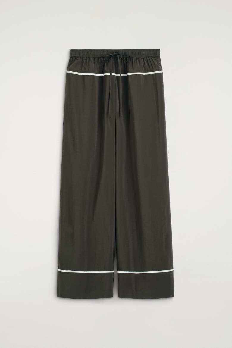 Contrast-piped Straight-leg Pants, Alternate, color, DARK GREEN