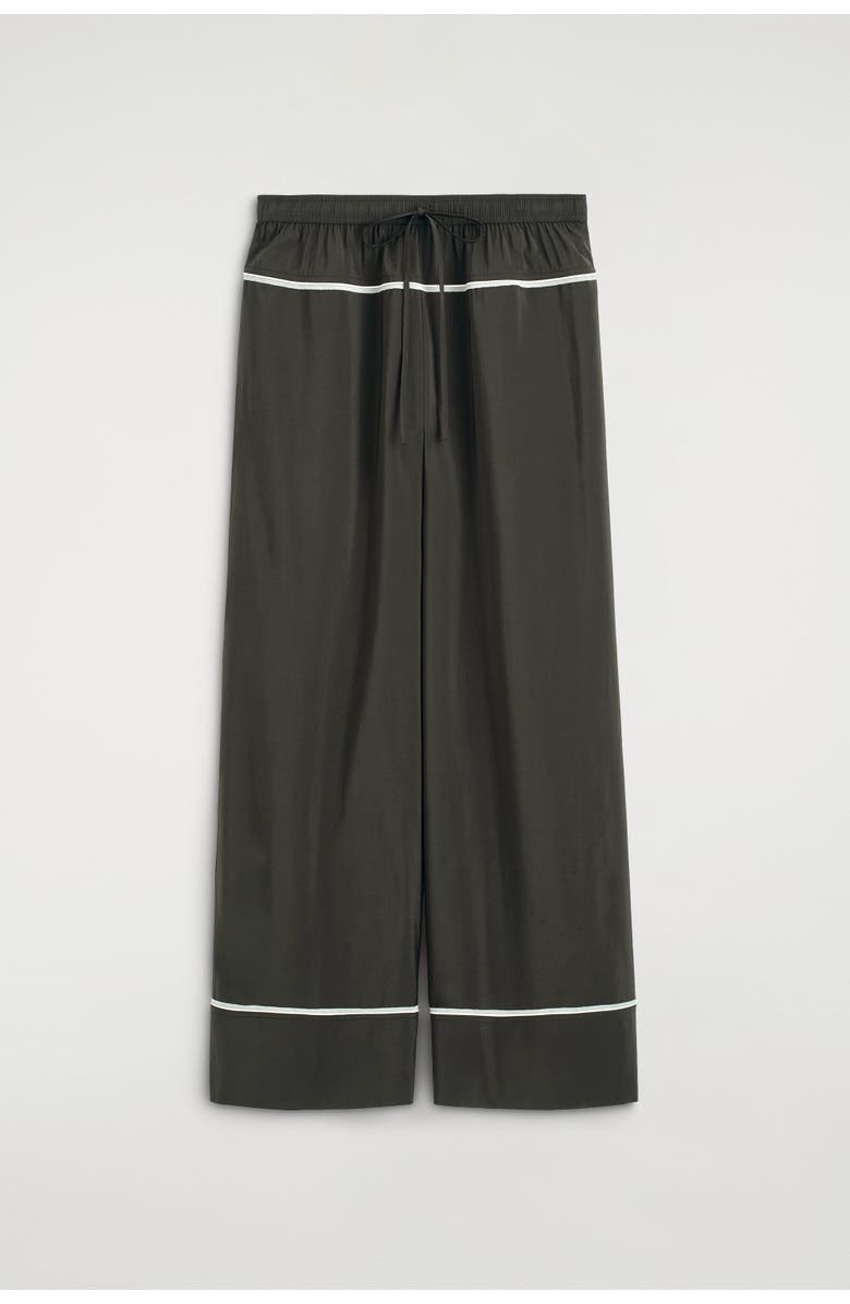 COS Contrast-piped Straight-leg Trousers, Alternate, color, Dark Green