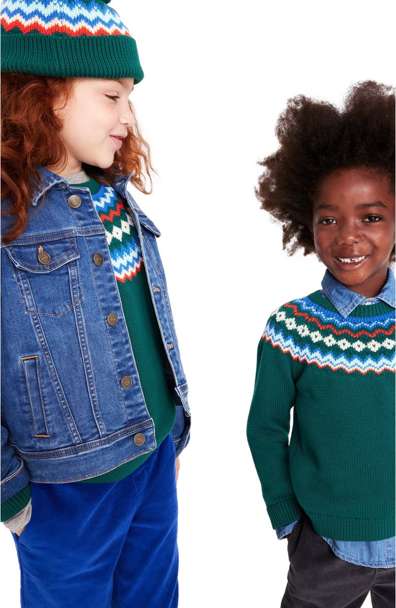 Primary Kids Fair Isle Sweater, Alternate, color, Spruce