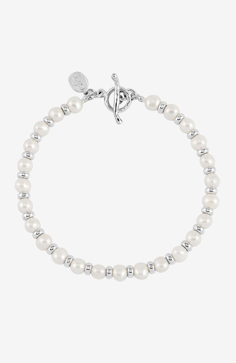 Dower & Hall Men's White Pearl Halo Bracelet, Alternate, color, Sterling Silver