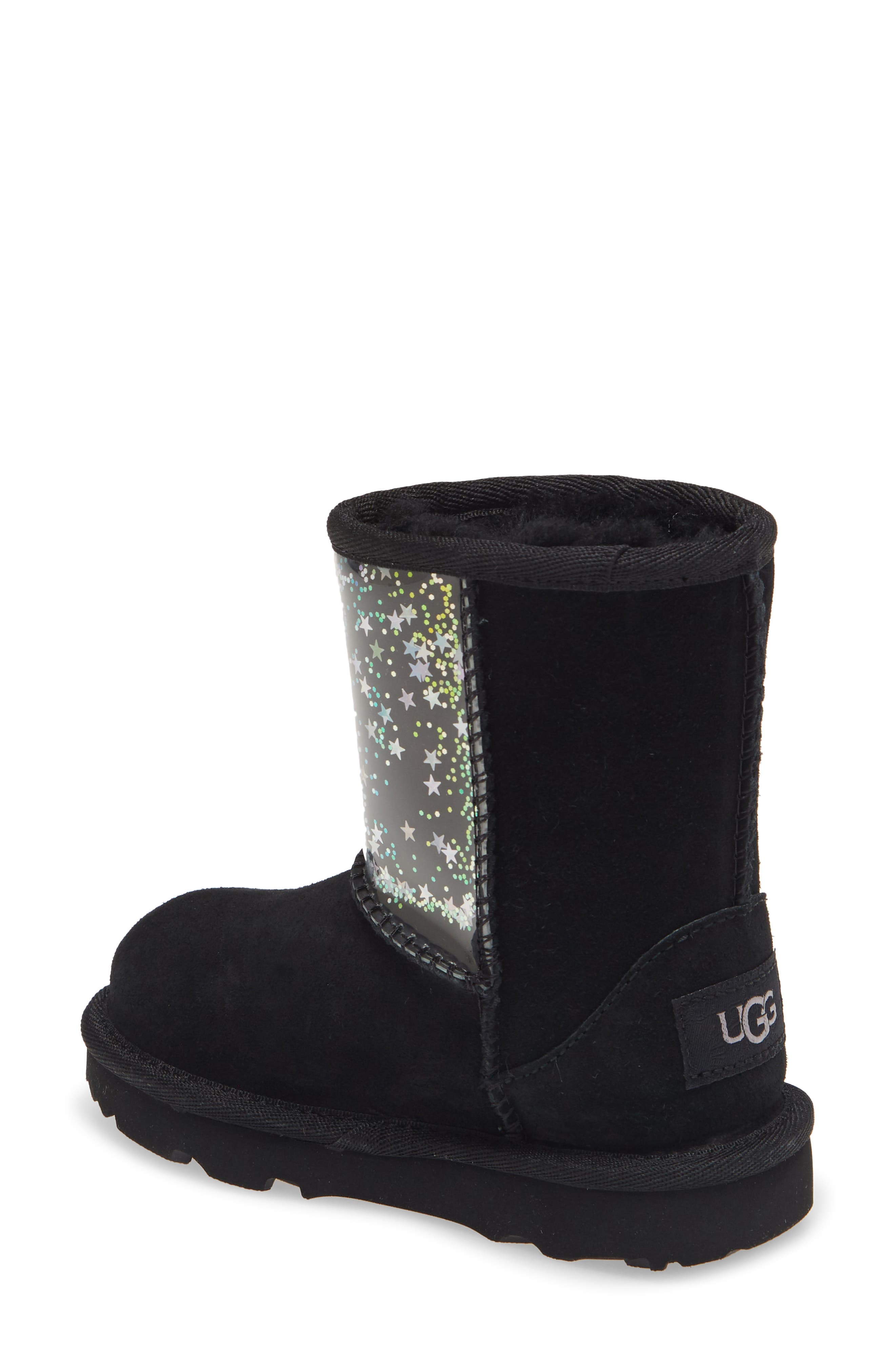 Classic II Clear Glitter Waterproof Boot, Alternate, color, BLACK GLITTER