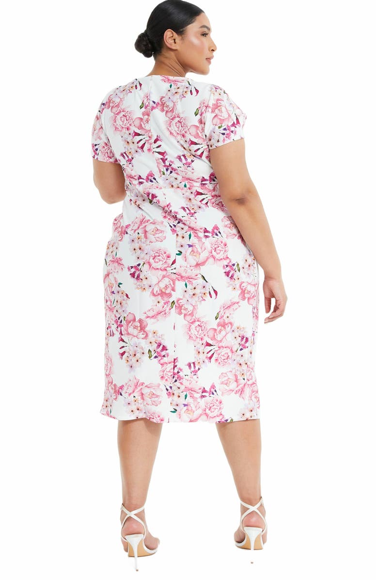 QUIZ Plus Size Floral Scuba Crepe Wrap Maxi Dress, Alternate, color, White
