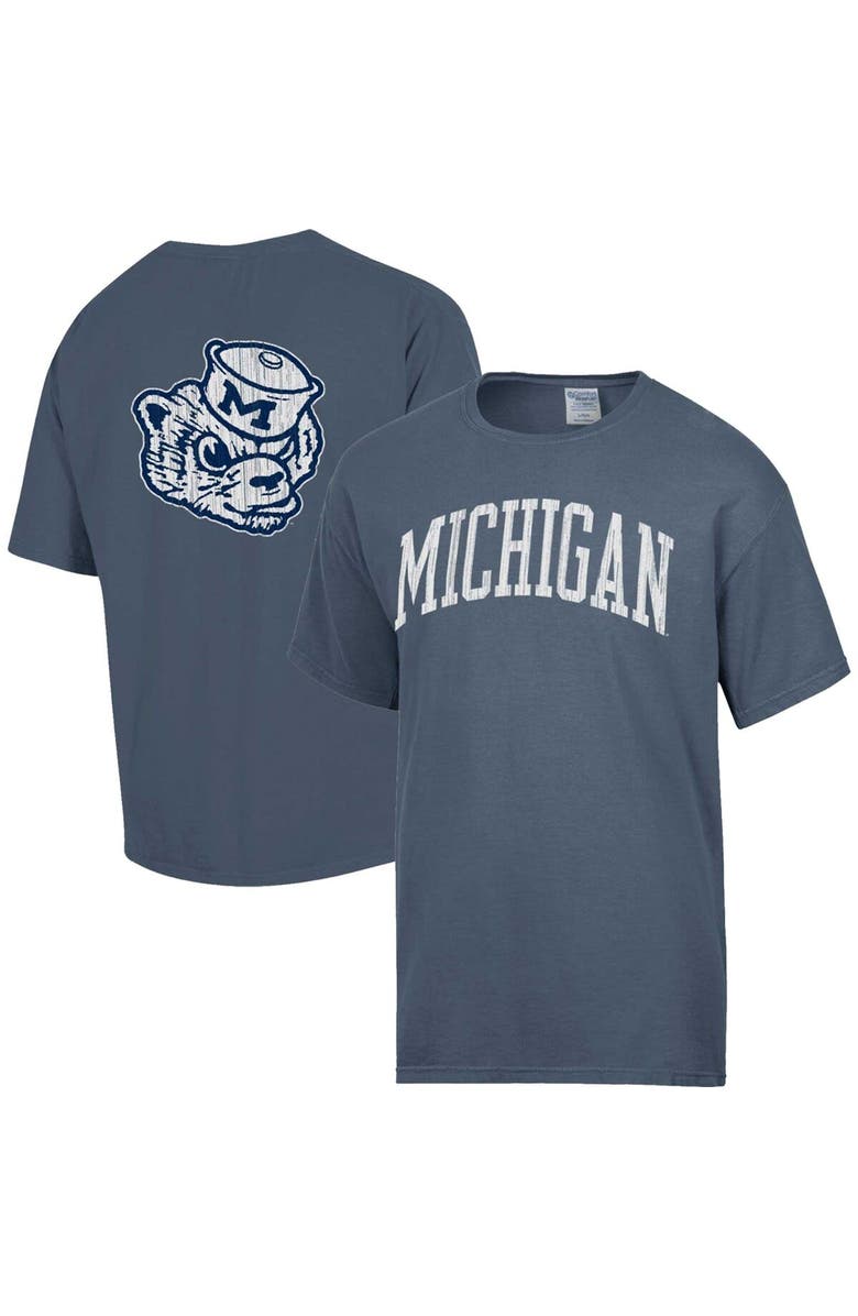 Comfort Wash Men's Comfort Wash  Heather Navy Michigan Wolverines Vintage Arch 2-Hit T-Shirt, Alternate, color, 