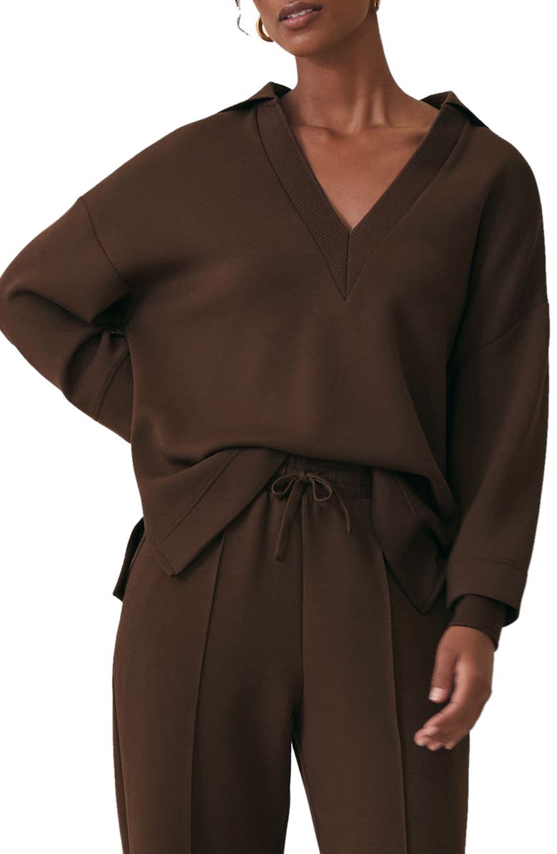 Reiss Bernie Crop Sweatshirt, Main, color, Chocolate