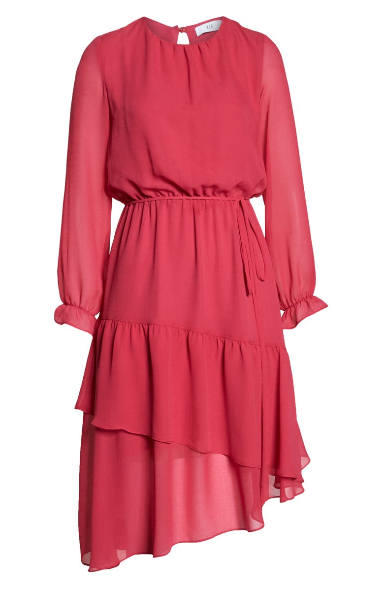 NSR Hadley Asymmetric Chiffon Dress, Alternate, color, 