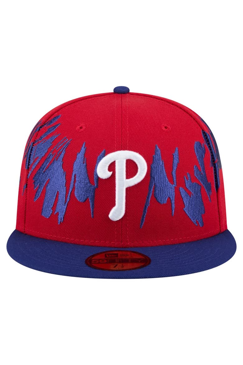 Men's New Era Red/Royal Philadelphia Phillies Retro Pattern 59FIFTY Fitted Hat, Alternate, color, Red