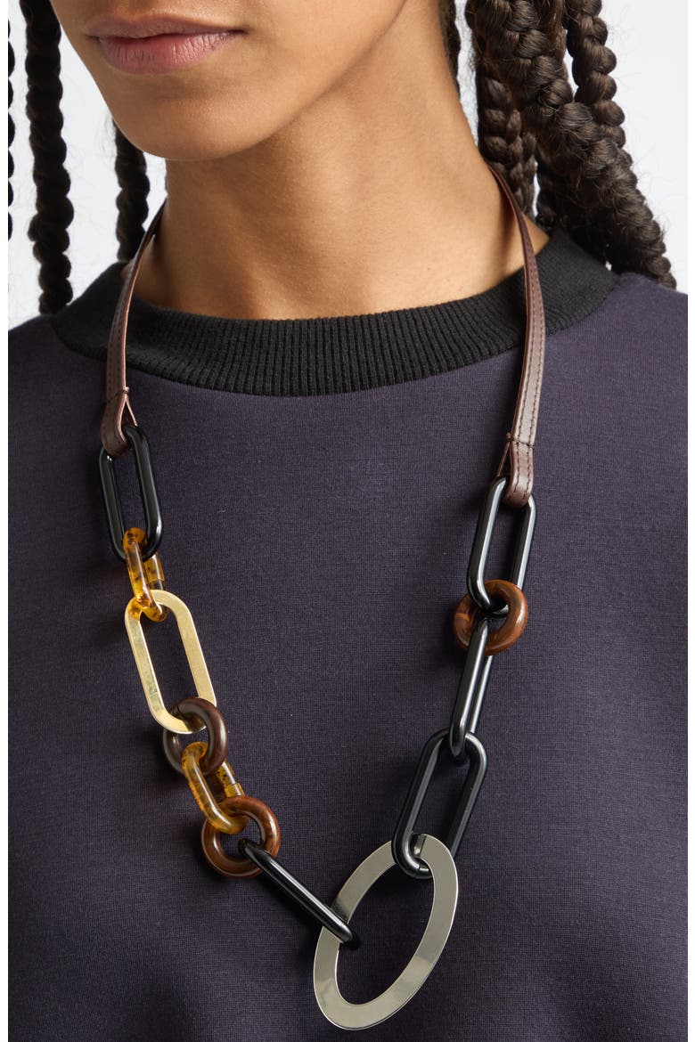 Multi-Material Chain Necklace, Alternate, color, MULTICOLOR