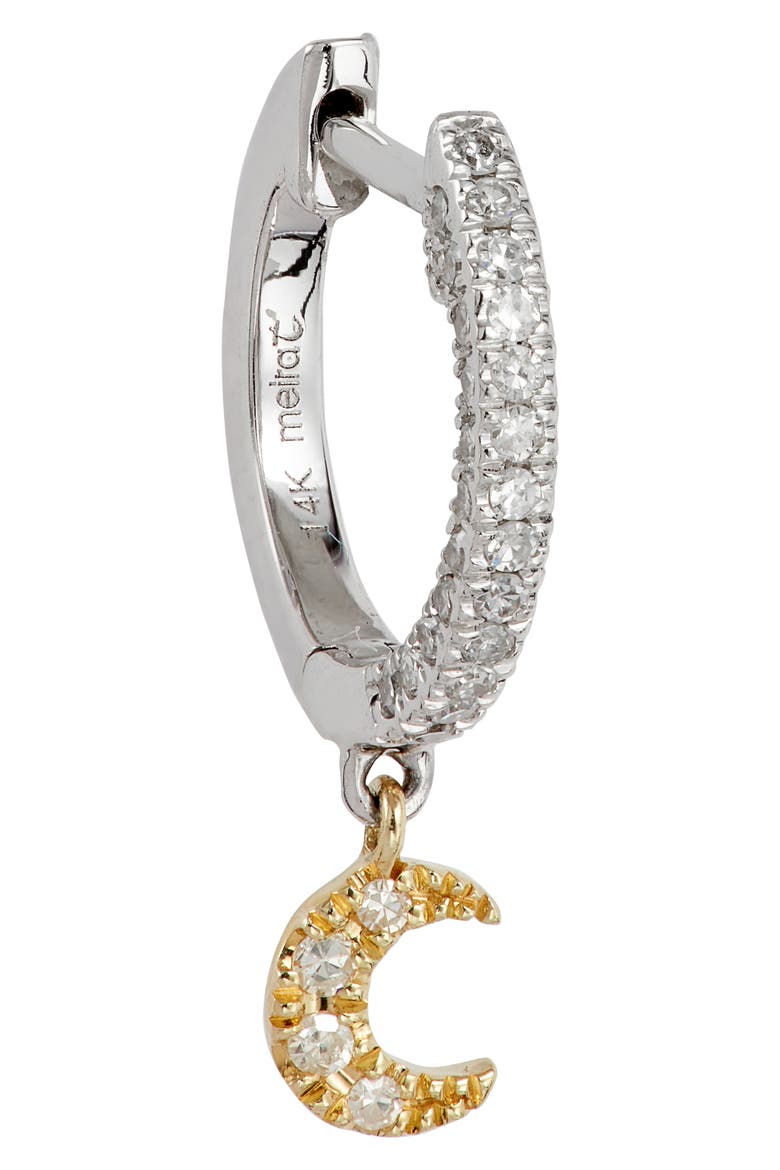 Diamond Moon Drop Huggie Hoop Earrings, Alternate, color, YELLOW