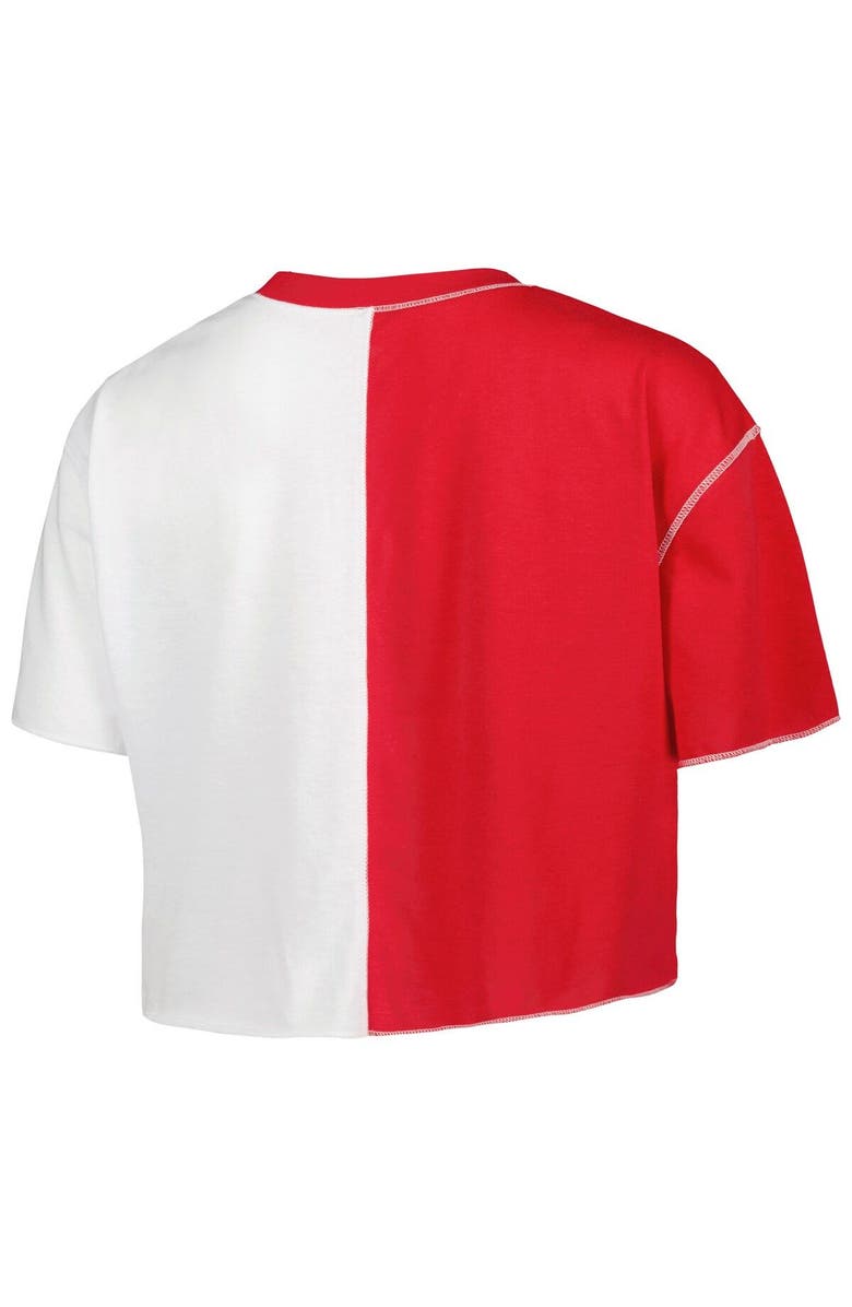 ZOOZATZ Women's ZooZatz Scarlet/White Ohio State Buckeyes Colorblock Cropped T-Shirt, Alternate, color, 