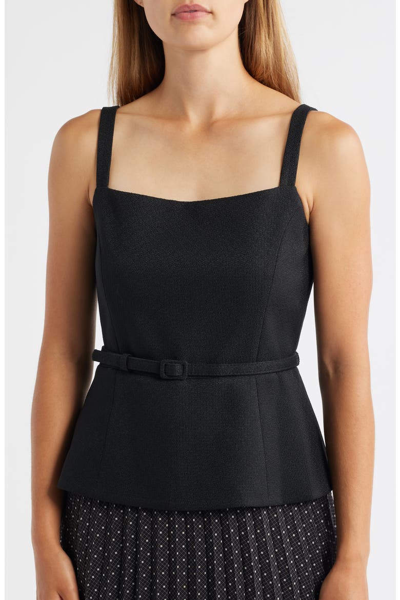 Sleeveless Mixed Media Midi Dress, Alternate, color, BLACK