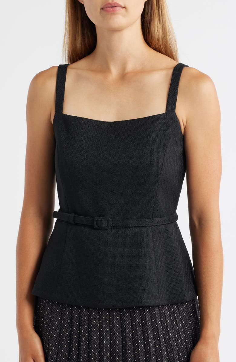 Julia Jordan Sleeveless Mixed Media Midi Dress, Alternate, color, Black