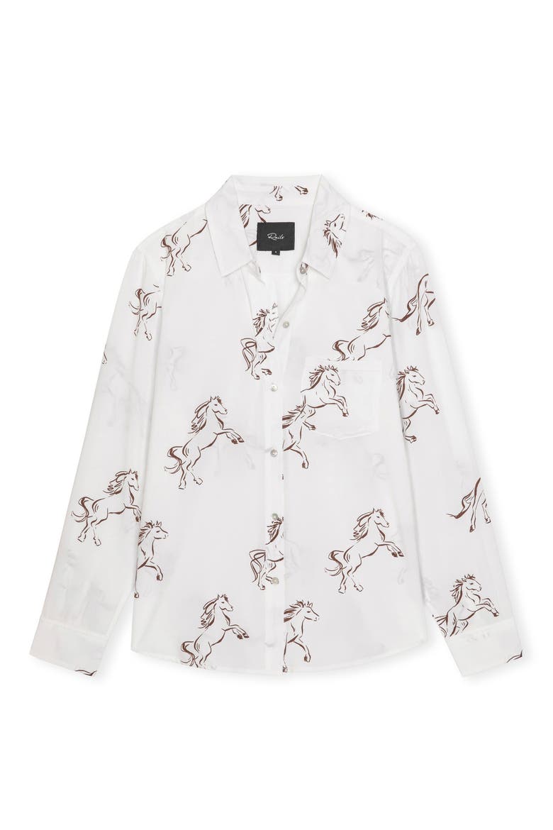 Kathryn Print Button-Up Shirt, Alternate, color, BROWN STALLION