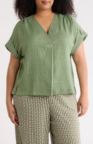 MAX STUDIO V-Neck Short Sleeve Shirt