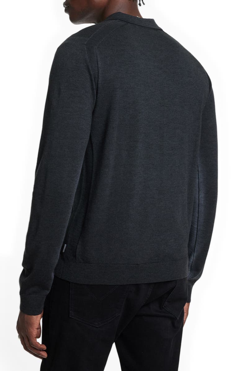 John Varvatos Gustave Long Sleeve Wool Blend Polo Sweater, Alternate, color,
