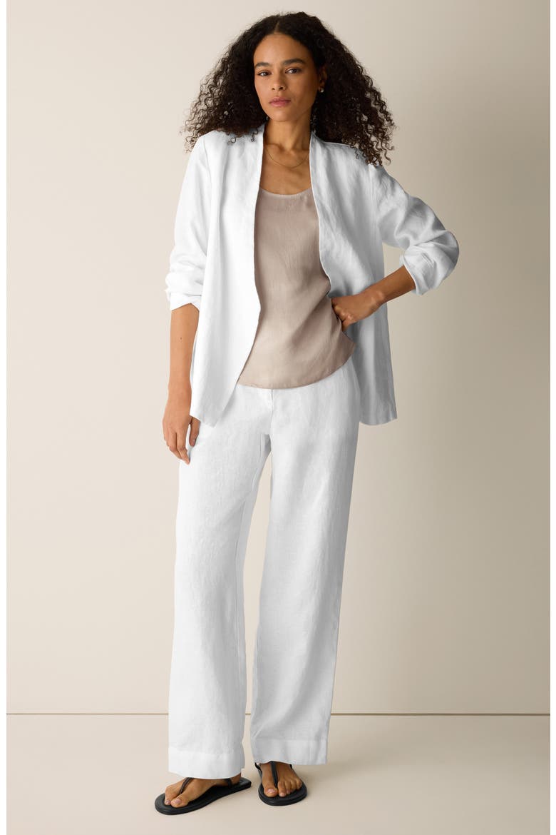 Straight Leg Linen Pants, Alternate, color, WHITE