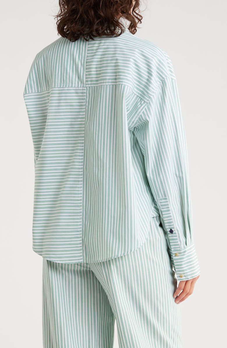 Scotch & Soda Mixed Stripe Crop Button-Up Shirt, Alternate, color, Eden White