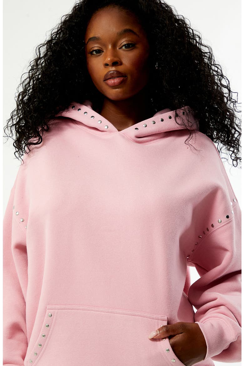 Studded Hoodie, Alternate, color, PINK