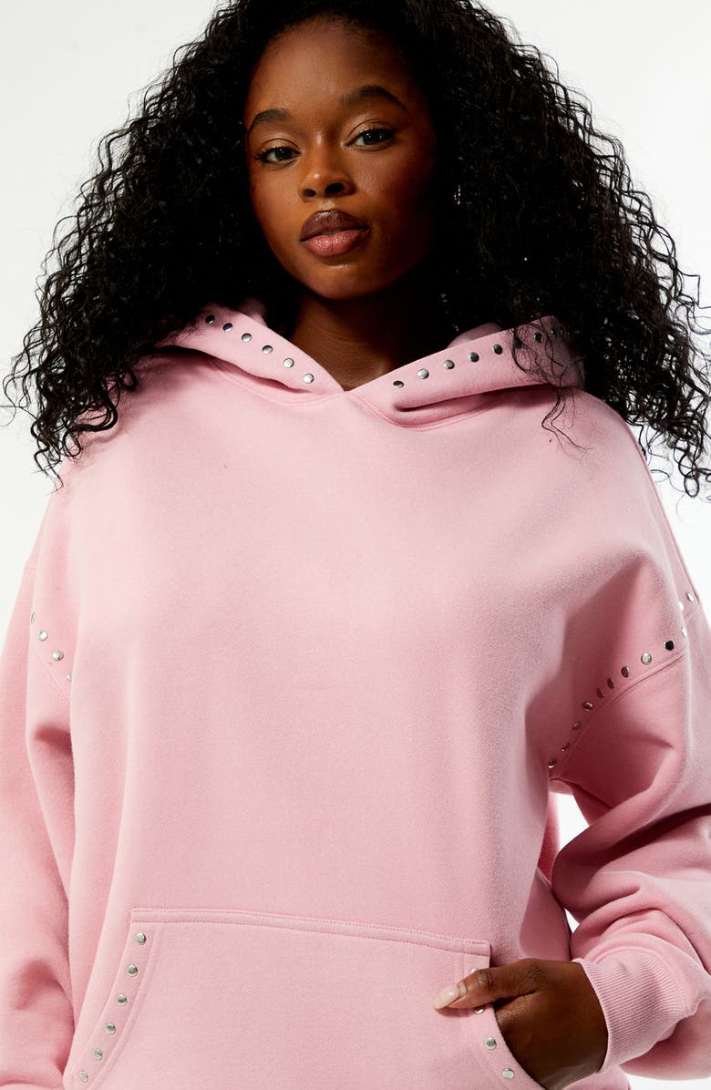 PacSun Studded Hoodie, Alternate, color, Pink