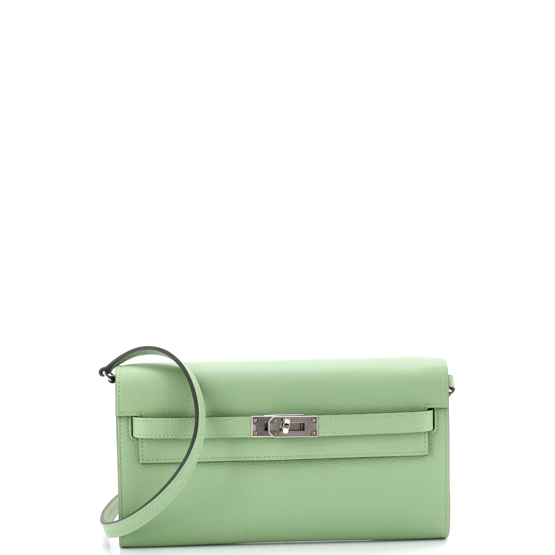 Pre-Owned Hermes Kelly To Go Wallet Evercolor, Main, color, Vert Criquet