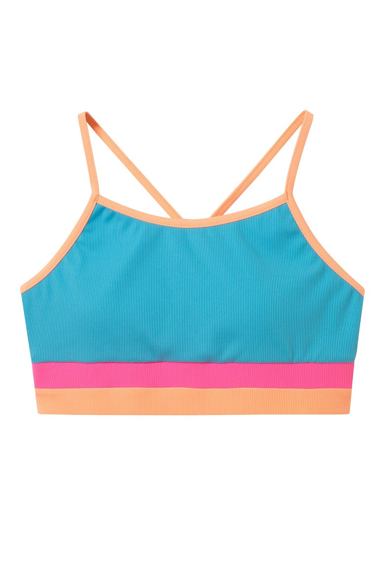 Kids' Rib Colorblock Two-Piece Swimsuit, Alternate, color, BLUE CLRBL