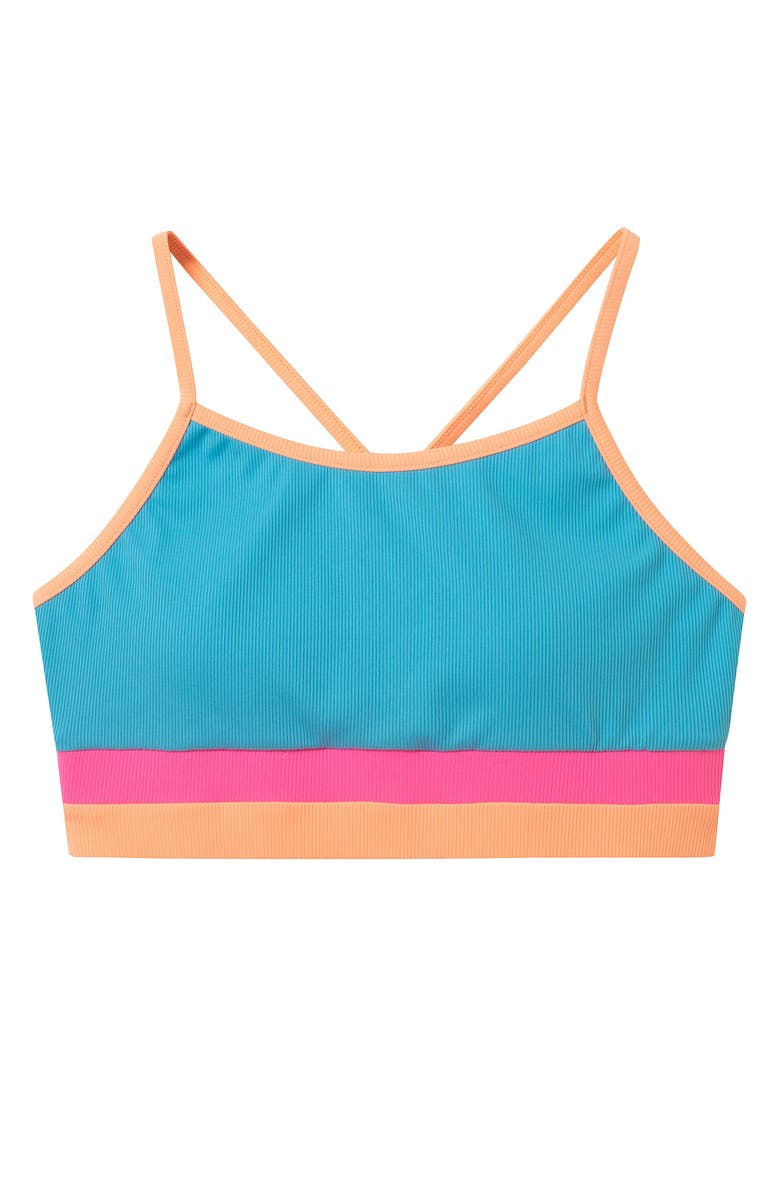 Andy & Evan Kids' Rib Colorblock Two-Piece Swimsuit, Alternate, color, Blue Clrbl
