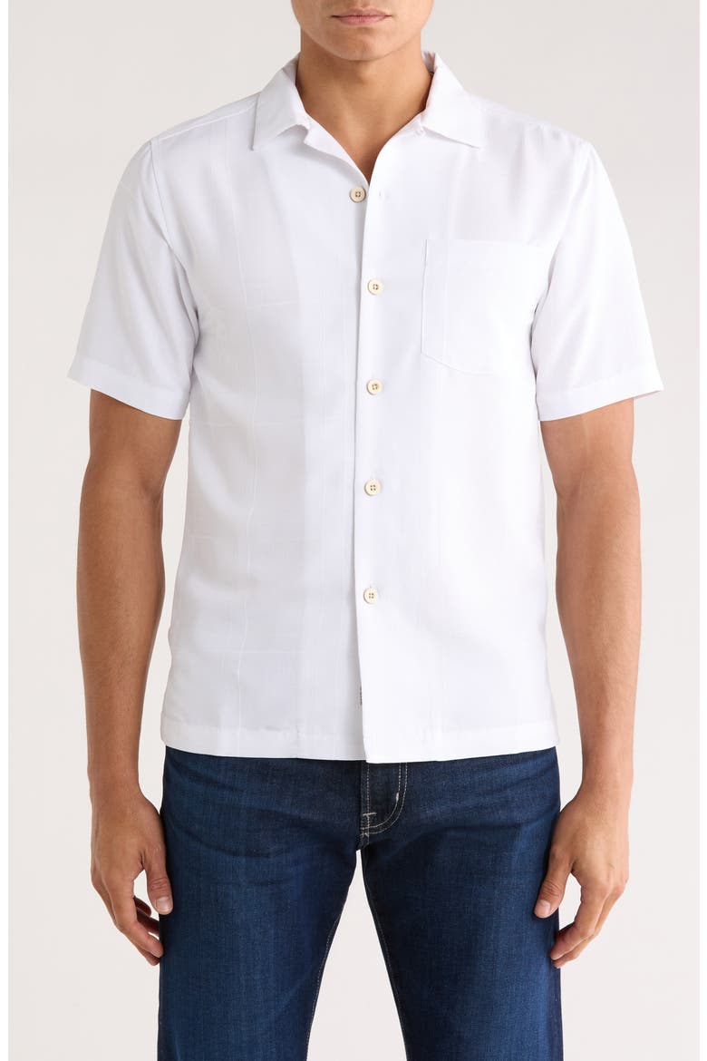 Coconut Point Palm Isle Short Sleeve Button-Up Shirt, Main, color, WHITE