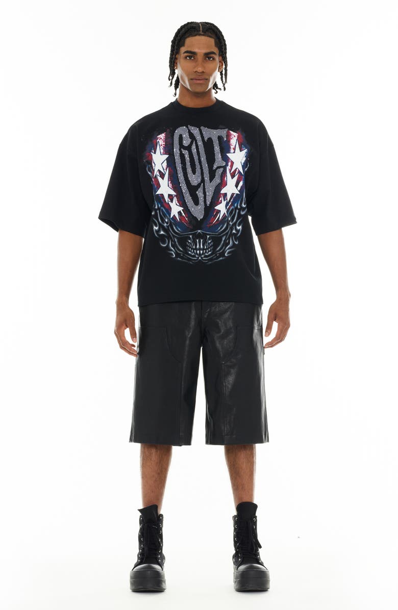 Cult of Individuality Oversize Cotton Graphic T-Shirt, Alternate, color, Black