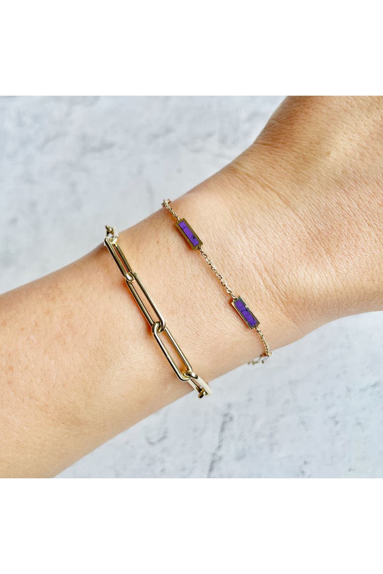 Amethyst Bar Chain Bracelet, Alternate, color, Purple