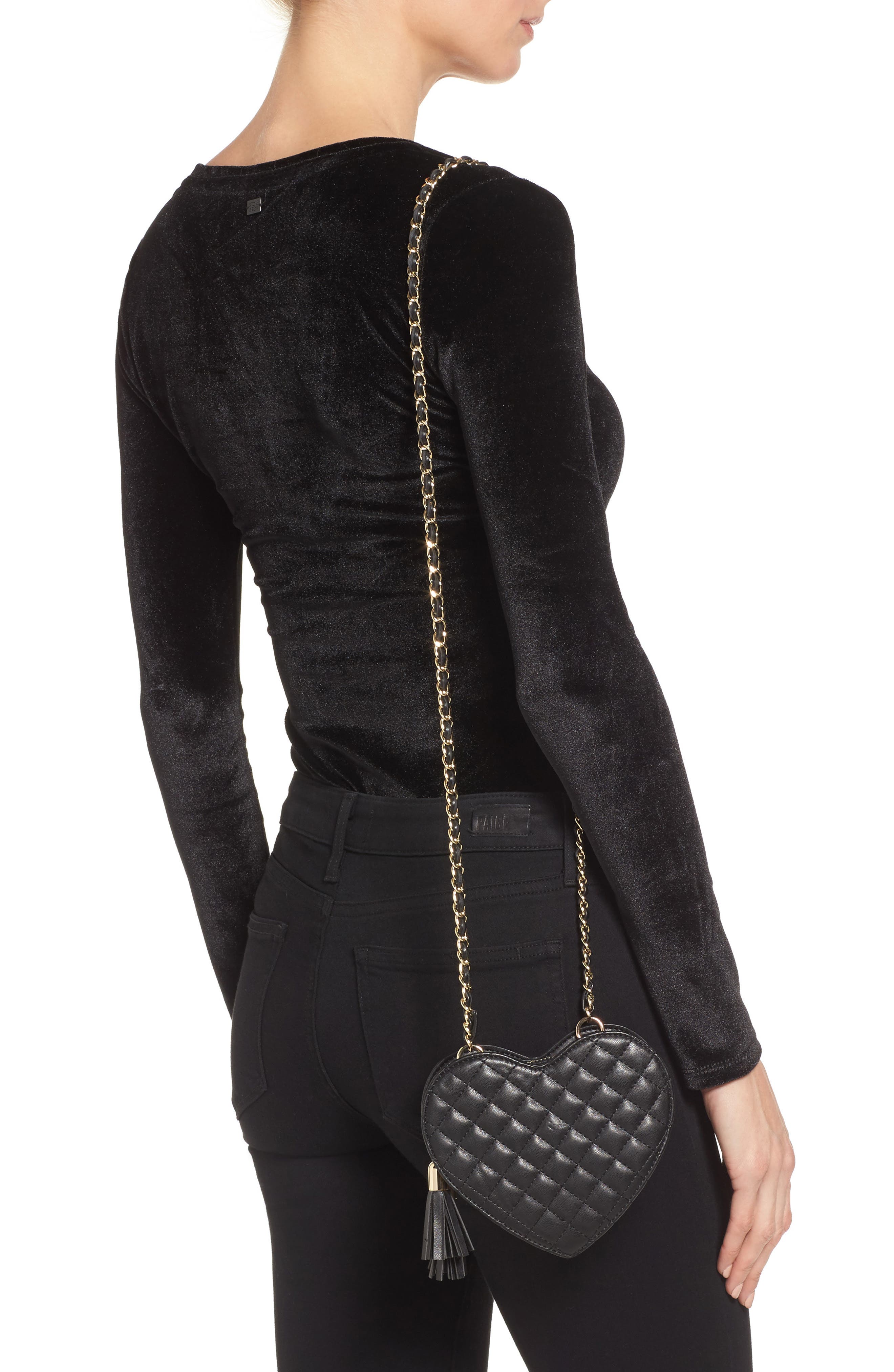 Mali + Lili Quilted Heart Vegan Leather Crossbody Bag, Alternate, color, 