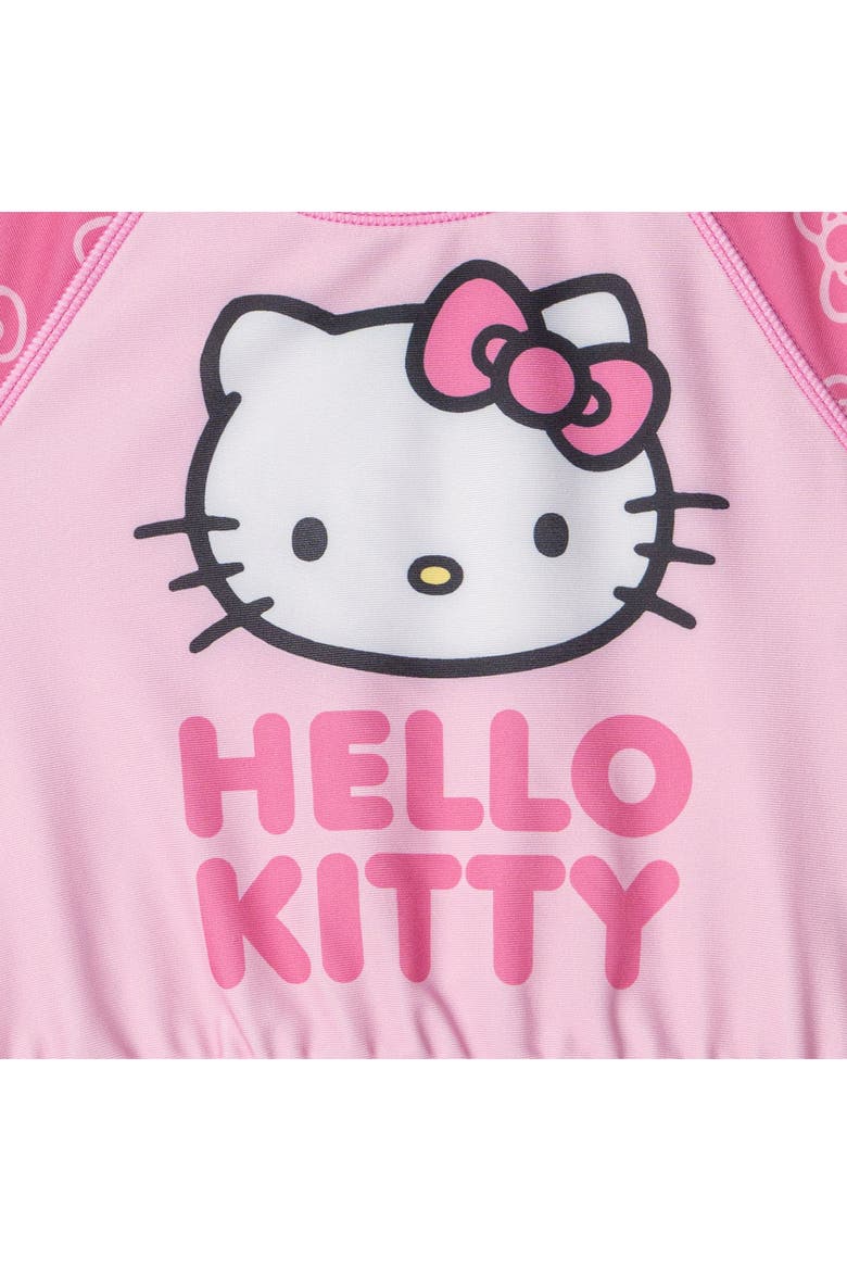 Swimwear Rash Guard and Bikini Bottom Set, Alternate, color, Hello Kitty Pink