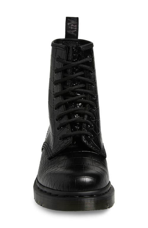 Dr. Martens 1460 Croc Embossed Combat Boot In Black