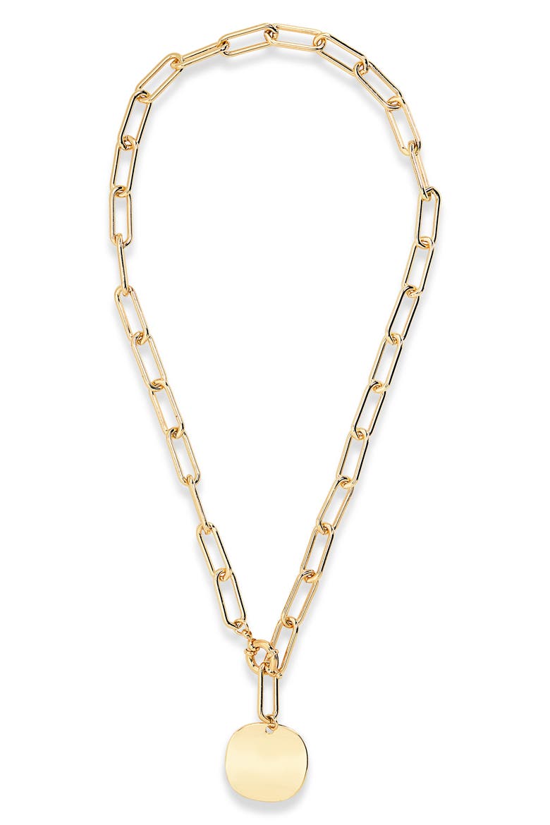 Paper Clip Chain Pendant Necklace, Main, color, GOLD