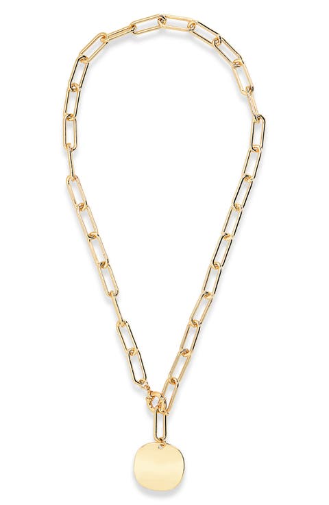 Paper Clip Chain Pendant Necklace