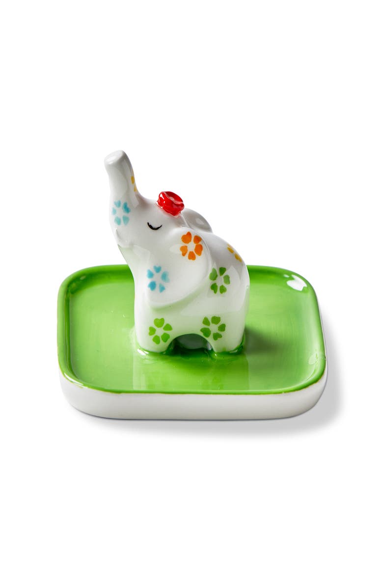Elephant Ring Holder Multi Earthenware Everyday, Main, color, Green