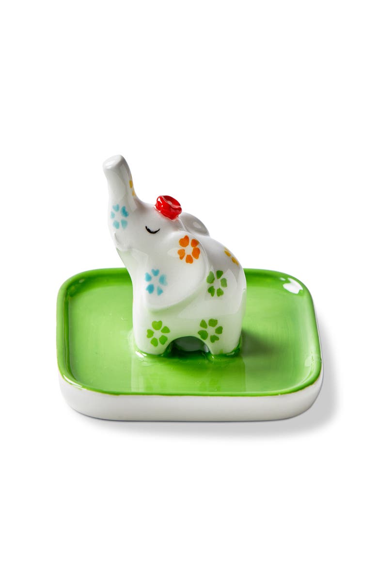 tag Elephant Ring Holder Multi Earthenware Everyday, Main, color, Green