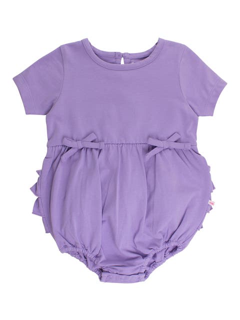 Knit Short Sleeve Bow Bubble Romper