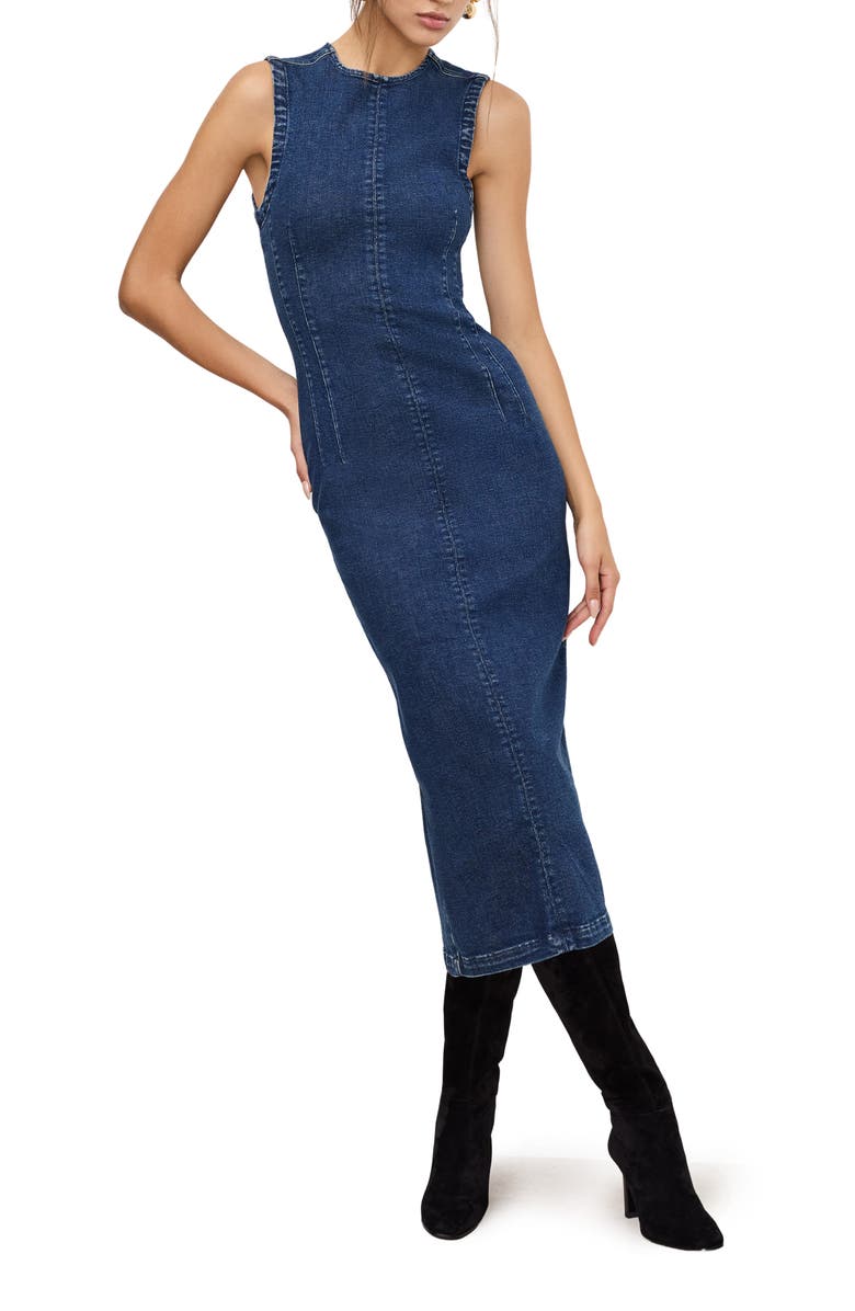 Good American Denim Midi Dress, Main, color, 