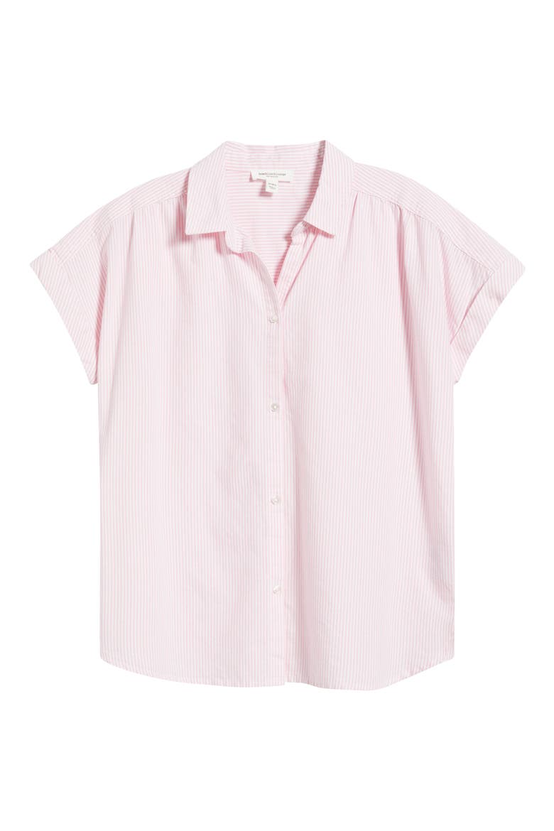 Jamie Stripe Short Sleeve Cotton Shirt, Alternate, color, PINK CHIC